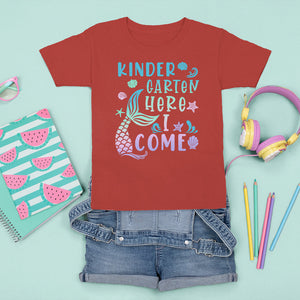 Cute Kindergarten Mermaid T Shirt For Kid Here I Come Kinder Girl TS02 Red Printyourwear
