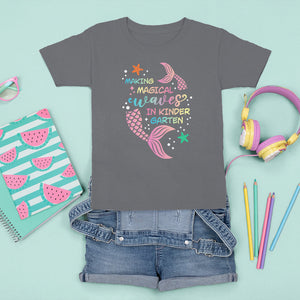 Cute Kindergarten Mermaid T Shirt For Kid Making Magical Waves Kinder Girl TS02 Charcoal Printyourwear