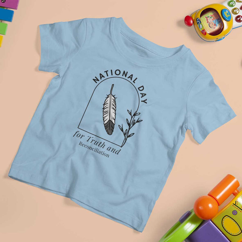 Orange Shirt Day T Shirt For Kid National Day For Truth And Reconciliation Native Feather TS02 Light Blue Print Your Wear