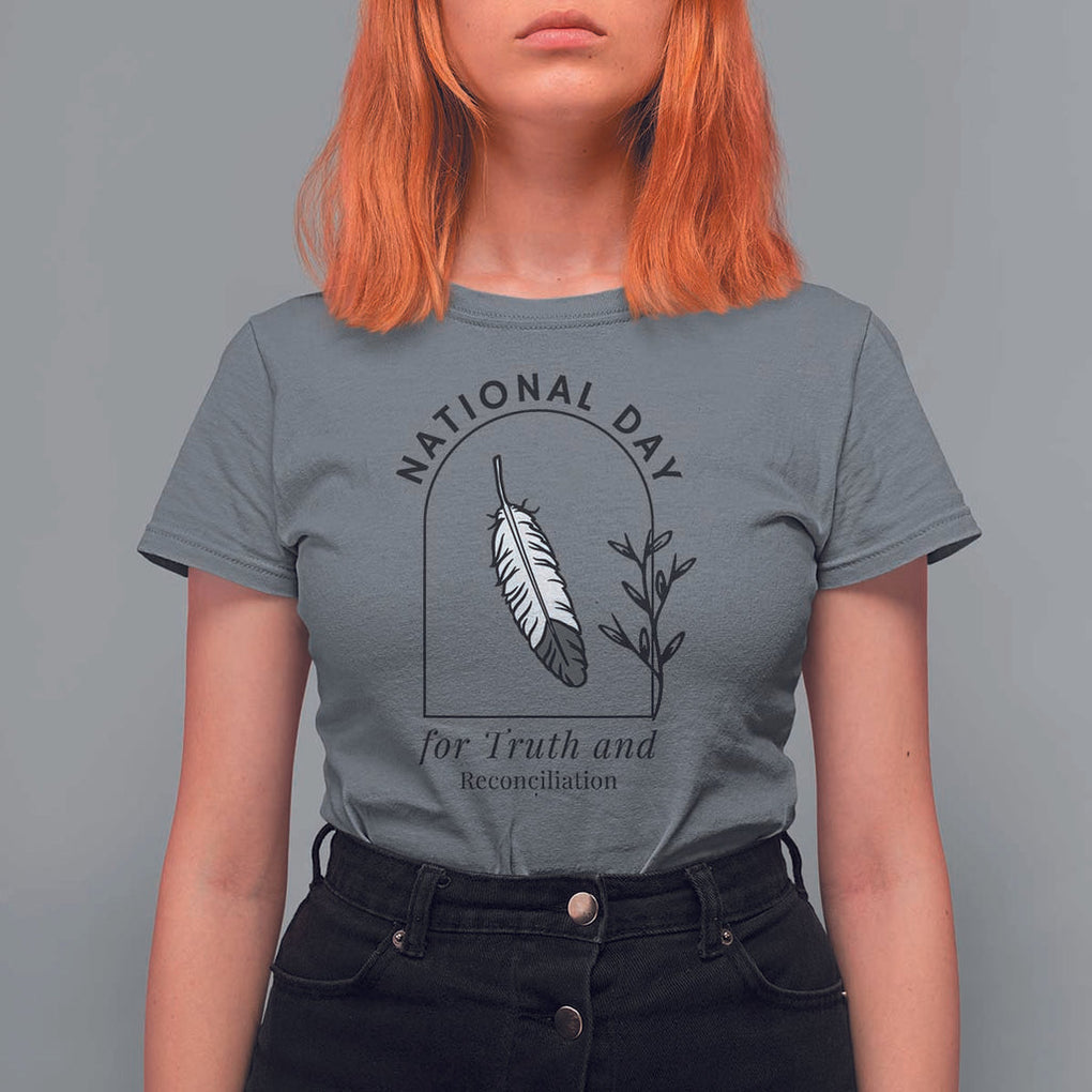 Orange Shirt Day T Shirt For Women National Day For Truth And Reconciliation Native Feather TS02 Charcoal Print Your Wear
