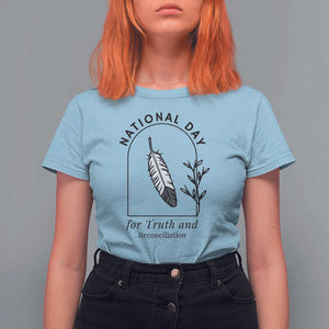 Orange Shirt Day T Shirt For Women National Day For Truth And Reconciliation Native Feather TS02 Light Blue Print Your Wear