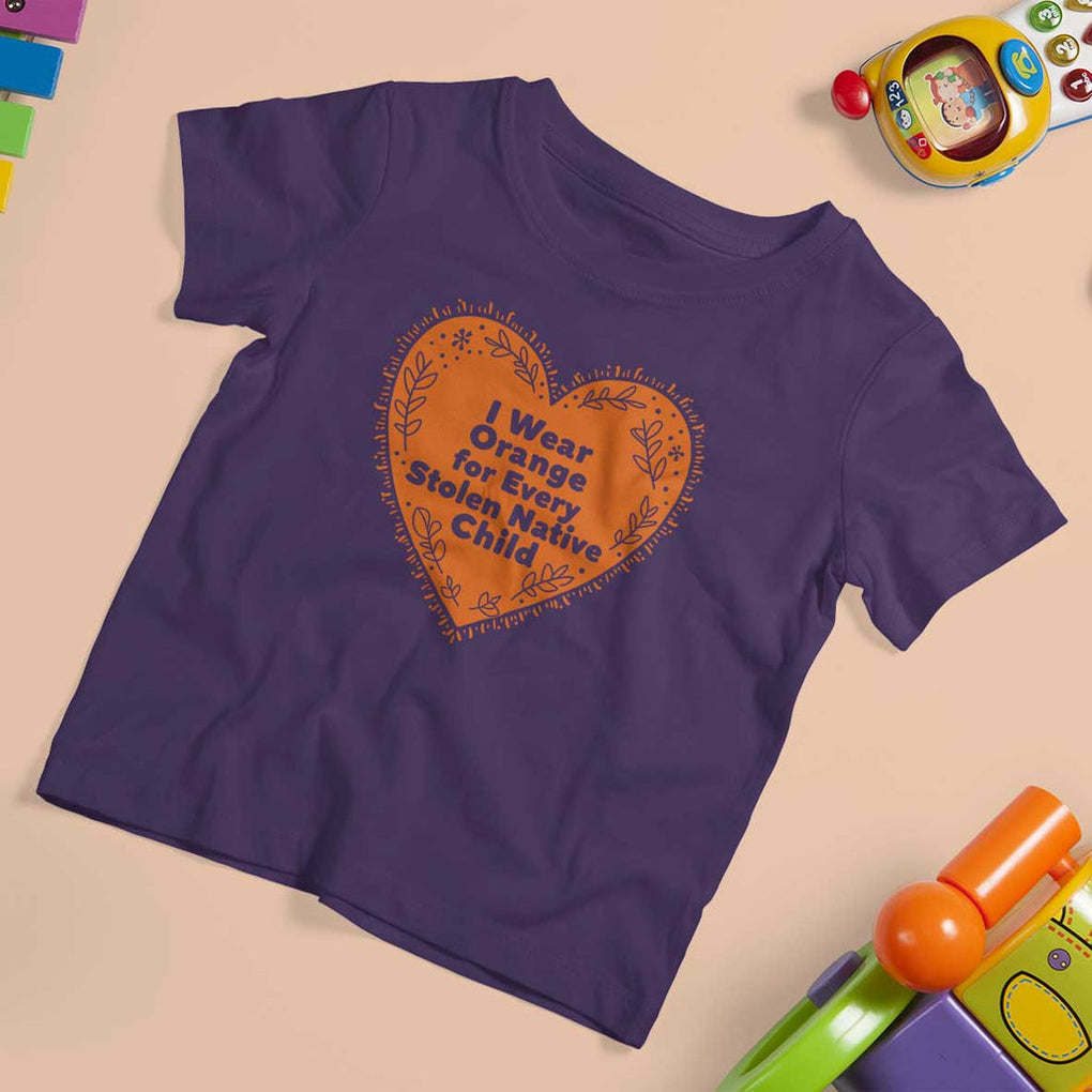Orange Shirt Day T Shirt For Kid I Wear Orange For Every Stolen Native Child American Indian Heart TS02 Purple Print Your Wear