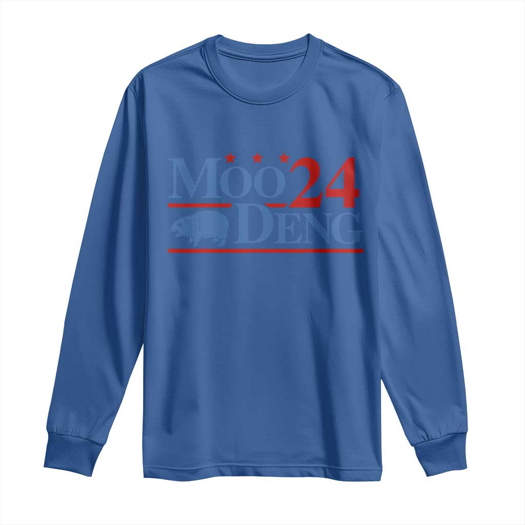 Baby Hippo Moo Deng 2024 Long Sleeve Shirt Pygmy Hippopotamus TS02 Royal Blue Print Your Wear