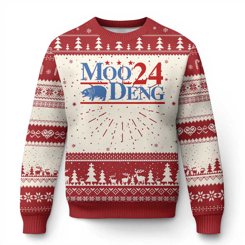 Baby Hippo Moo Deng 2024 Ugly Christmas Sweater Pygmy Hippopotamus TS02 Red Print Your Wear
