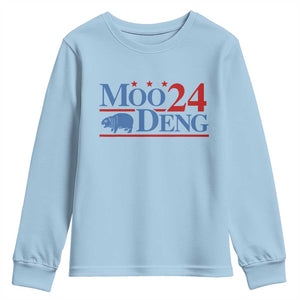 Baby Hippo Moo Deng 2024 Youth Sweatshirt Pygmy Hippopotamus TS02 Light Blue Print Your Wear