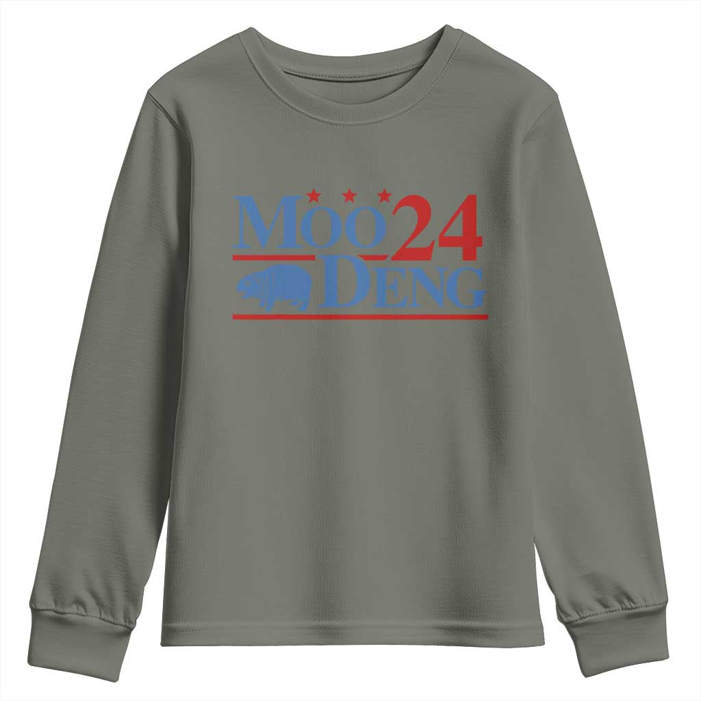 Baby Hippo Moo Deng 2024 Youth Sweatshirt Pygmy Hippopotamus TS02 Military Green Print Your Wear