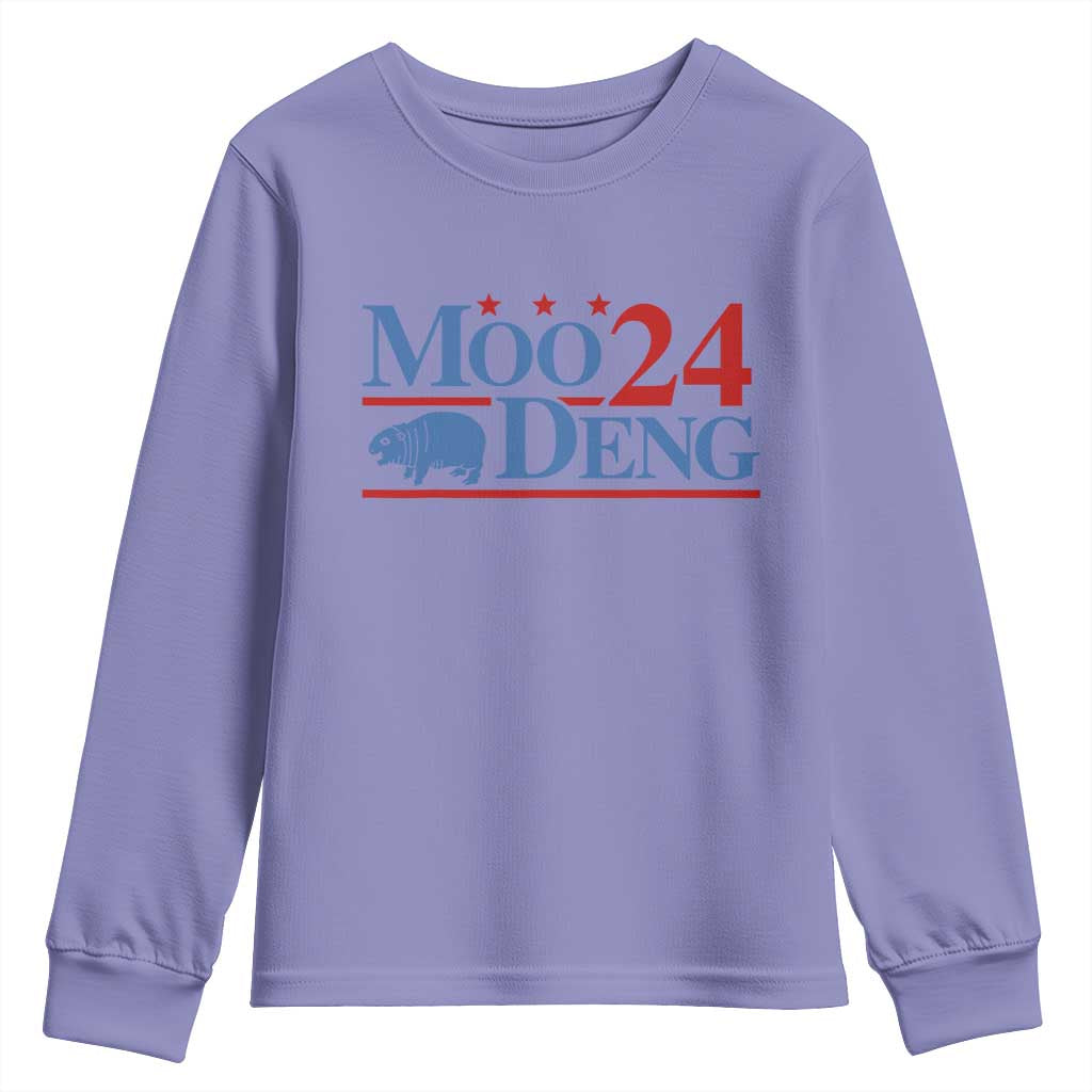 Baby Hippo Moo Deng 2024 Youth Sweatshirt Pygmy Hippopotamus TS02 Violet Print Your Wear