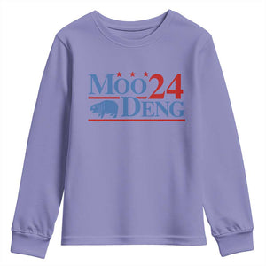 Baby Hippo Moo Deng 2024 Youth Sweatshirt Pygmy Hippopotamus TS02 Violet Print Your Wear