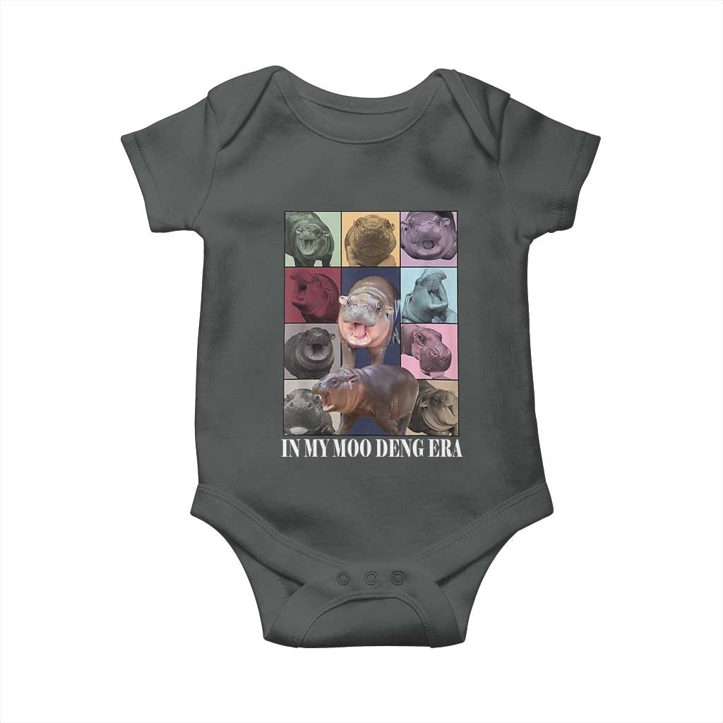 In My Moo Deng Era Baby Onesie Cute Pygmy Hippo TS02 Dark Heather Print Your Wear