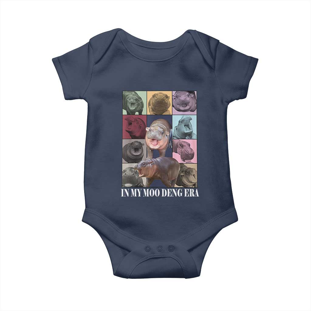 In My Moo Deng Era Baby Onesie Cute Pygmy Hippo TS02 Navy Print Your Wear