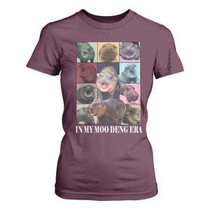 In My Moo Deng Era T Shirt For Women Cute Pygmy Hippo TS02 Maroon Print Your Wear