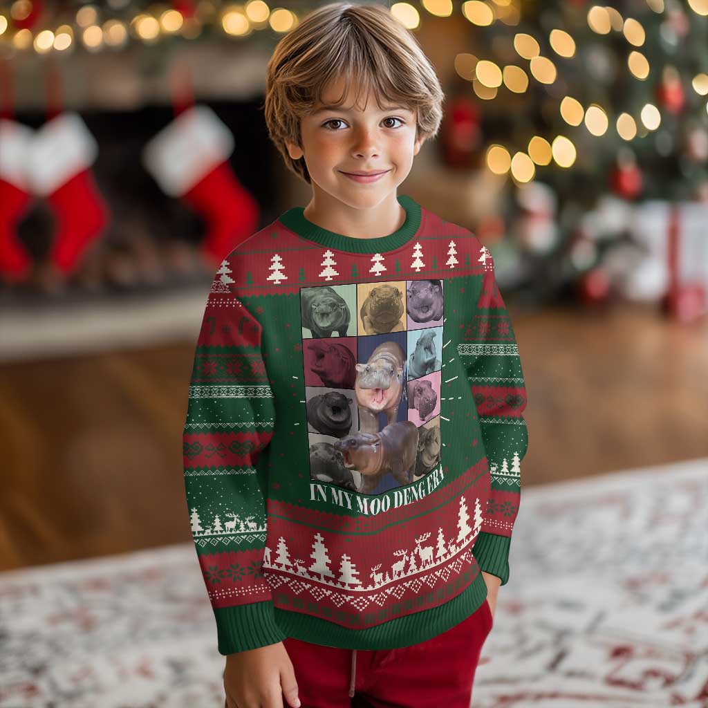 In My Moo Deng Era Ugly Christmas Sweater Cute Pygmy Hippo TS02 Christmas Print Your Wear