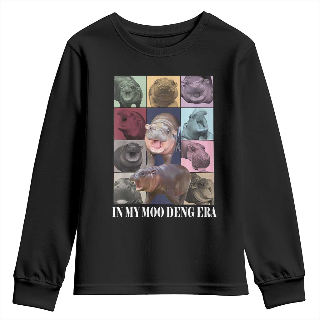 In My Moo Deng Era Youth Sweatshirt Cute Pygmy Hippo TS02 Black Print Your Wear