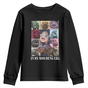In My Moo Deng Era Youth Sweatshirt Cute Pygmy Hippo TS02 Black Print Your Wear