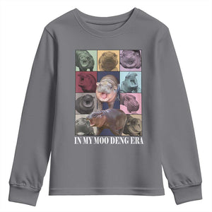 In My Moo Deng Era Youth Sweatshirt Cute Pygmy Hippo TS02 Charcoal Print Your Wear