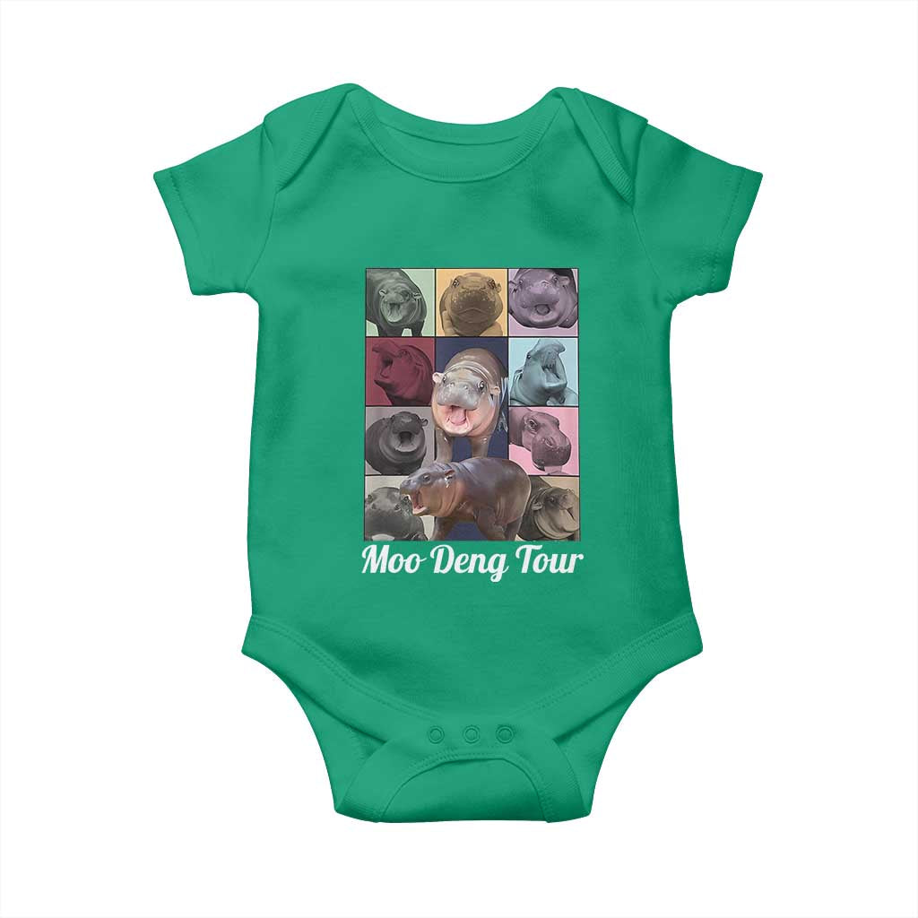 Baby Hippo Moo Deng Tour Baby Onesie Bouncy Cute Pygmy Hippopotamus TS02 Irish Green Print Your Wear