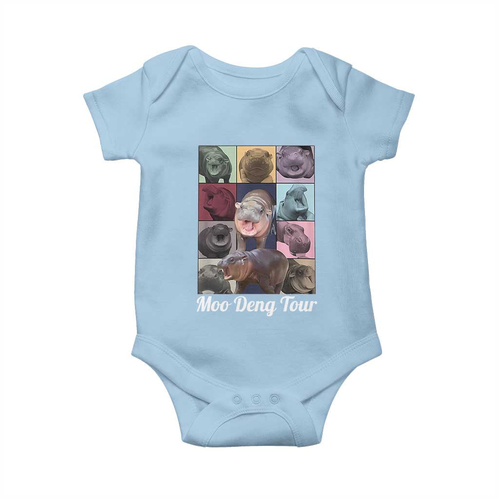 Baby Hippo Moo Deng Tour Baby Onesie Bouncy Cute Pygmy Hippopotamus TS02 Light Blue Print Your Wear