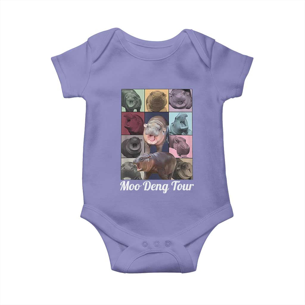 Baby Hippo Moo Deng Tour Baby Onesie Bouncy Cute Pygmy Hippopotamus TS02 Violet Print Your Wear