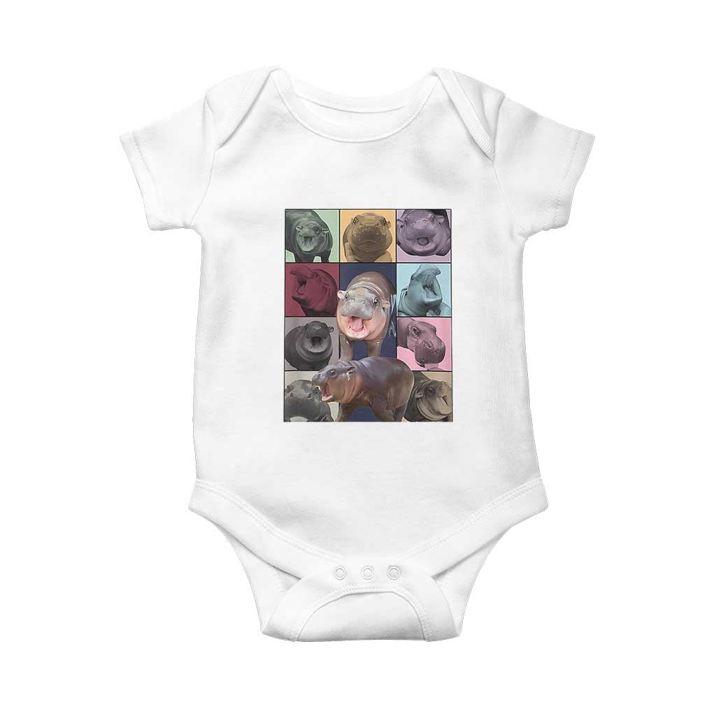 Baby Hippo Moo Deng Tour Baby Onesie Bouncy Cute Pygmy Hippopotamus TS02 White Print Your Wear