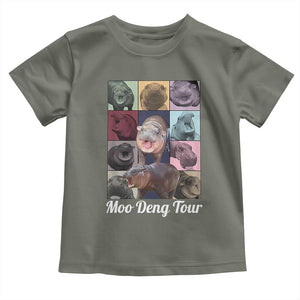 Baby Hippo Moo Deng Tour Baby Shirt Bouncy Cute Pygmy Hippopotamus TS02 Military Green Print Your Wear