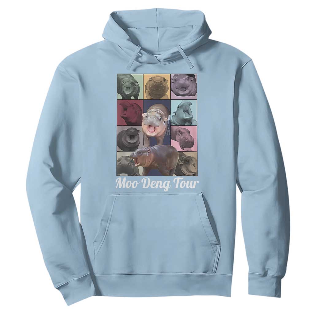 Baby Hippo Moo Deng Tour Hoodie Bouncy Cute Pygmy Hippopotamus TS02 Light Blue Print Your Wear