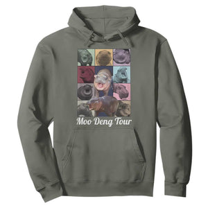 Baby Hippo Moo Deng Tour Hoodie Bouncy Cute Pygmy Hippopotamus TS02 Military Green Print Your Wear