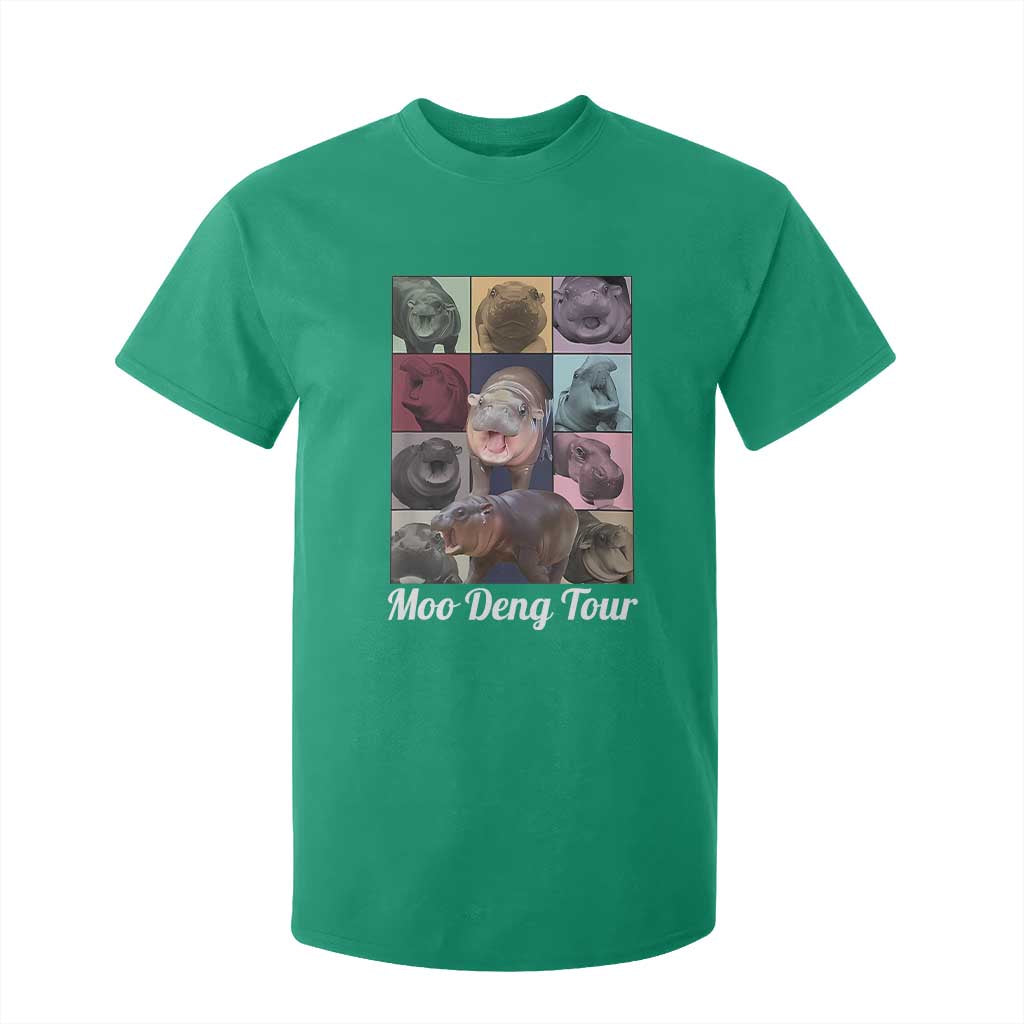 Baby Hippo Moo Deng Tour T Shirt For Kid Bouncy Cute Pygmy Hippopotamus TS02 Irish Green Print Your Wear