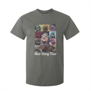 Baby Hippo Moo Deng Tour T Shirt For Kid Bouncy Cute Pygmy Hippopotamus TS02 Military Green Print Your Wear