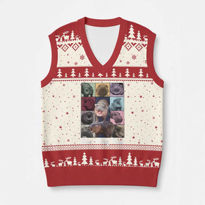 Baby Hippo Moo Deng Tour V-Neck Knit Sweater Vest Bouncy Cute Pygmy Hippopotamus TS02 Beige Red Print Your Wear