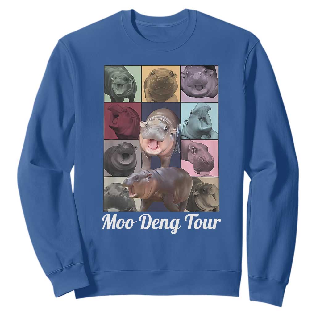 Baby Hippo Moo Deng Tour Sweatshirt Bouncy Cute Pygmy Hippopotamus TS02 Royal Blue Print Your Wear
