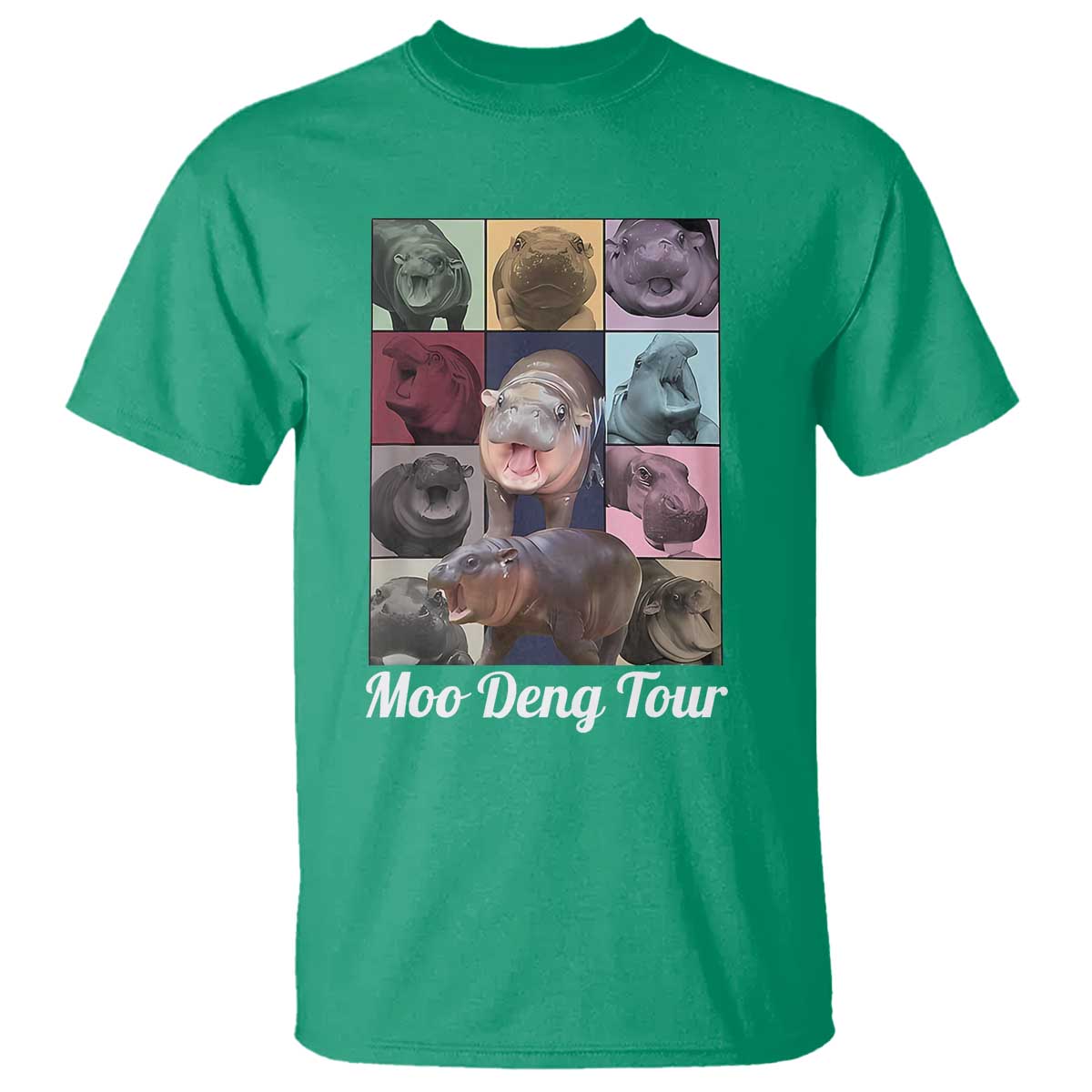 Baby Hippo Moo Deng Tour T Shirt Bouncy Cute Pygmy Hippopotamus TS02 Irish Green Print Your Wear