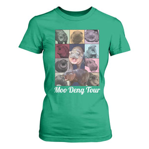 Baby Hippo Moo Deng Tour T Shirt For Women Bouncy Cute Pygmy Hippopotamus TS02 Irish Green Print Your Wear