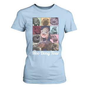 Baby Hippo Moo Deng Tour T Shirt For Women Bouncy Cute Pygmy Hippopotamus TS02 Light Blue Print Your Wear
