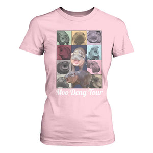 Baby Hippo Moo Deng Tour T Shirt For Women Bouncy Cute Pygmy Hippopotamus TS02 Light Pink Print Your Wear