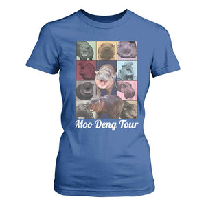 Baby Hippo Moo Deng Tour T Shirt For Women Bouncy Cute Pygmy Hippopotamus TS02 Royal Blue Print Your Wear