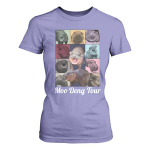 Baby Hippo Moo Deng Tour T Shirt For Women Bouncy Cute Pygmy Hippopotamus TS02 Violet Print Your Wear