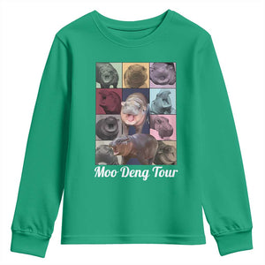Baby Hippo Moo Deng Tour Youth Sweatshirt Bouncy Cute Pygmy Hippopotamus TS02 Irish Green Print Your Wear