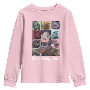 Baby Hippo Moo Deng Tour Youth Sweatshirt Bouncy Cute Pygmy Hippopotamus TS02 Light Pink Print Your Wear