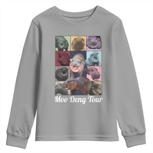 Baby Hippo Moo Deng Tour Youth Sweatshirt Bouncy Cute Pygmy Hippopotamus TS02 Sport Gray Print Your Wear