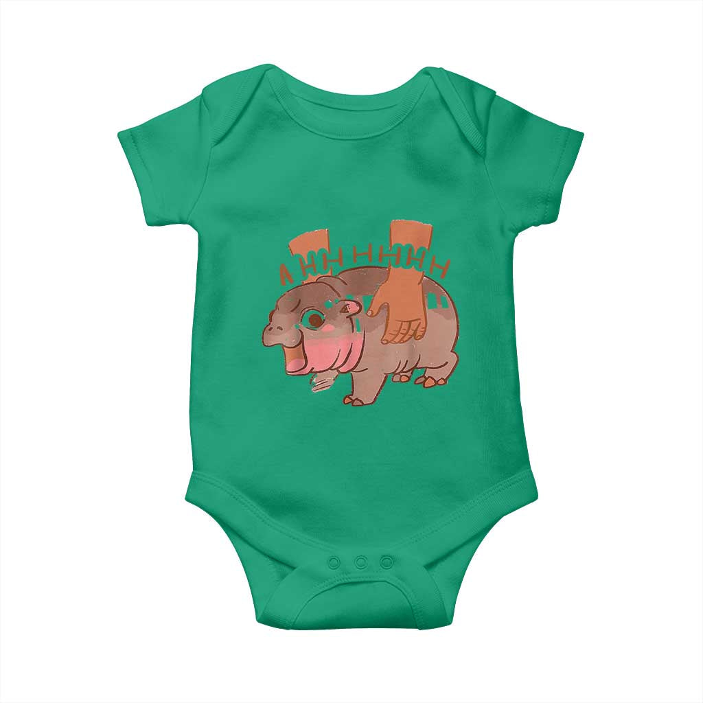 Baby Hippo Moo Deng Baby Onesie Bouncy Pig in Thai Picture The Cute Pygmy Hippopotamus TS02 Irish Green Print Your Wear