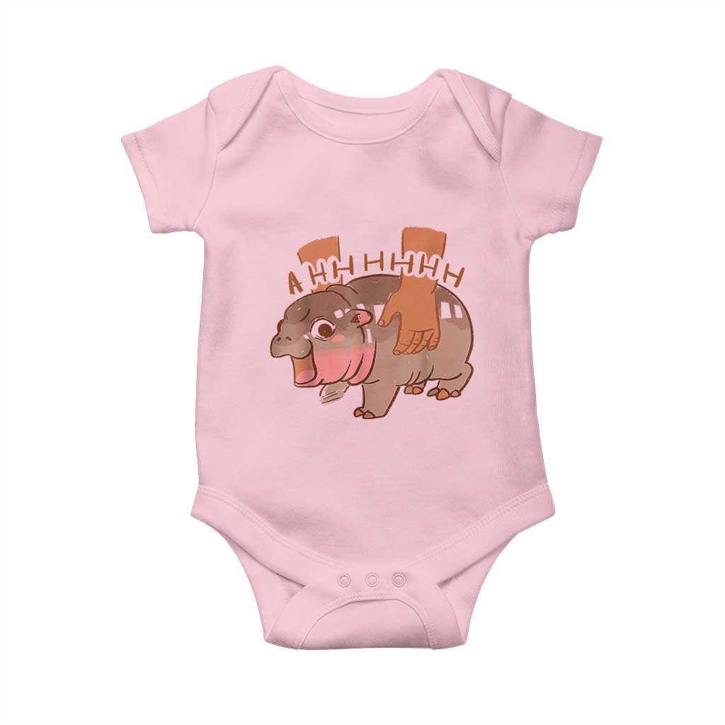 Baby Hippo Moo Deng Baby Onesie Bouncy Pig in Thai Picture The Cute Pygmy Hippopotamus TS02 Light Pink Print Your Wear
