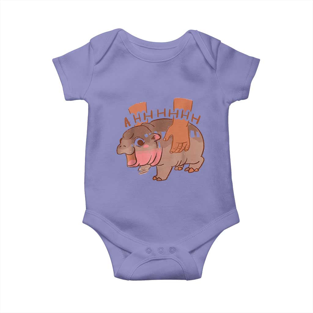 Baby Hippo Moo Deng Baby Onesie Bouncy Pig in Thai Picture The Cute Pygmy Hippopotamus TS02 Violet Print Your Wear