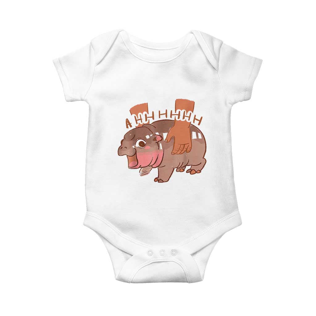 Baby Hippo Moo Deng Baby Onesie Bouncy Pig in Thai Picture The Cute Pygmy Hippopotamus TS02 White Print Your Wear