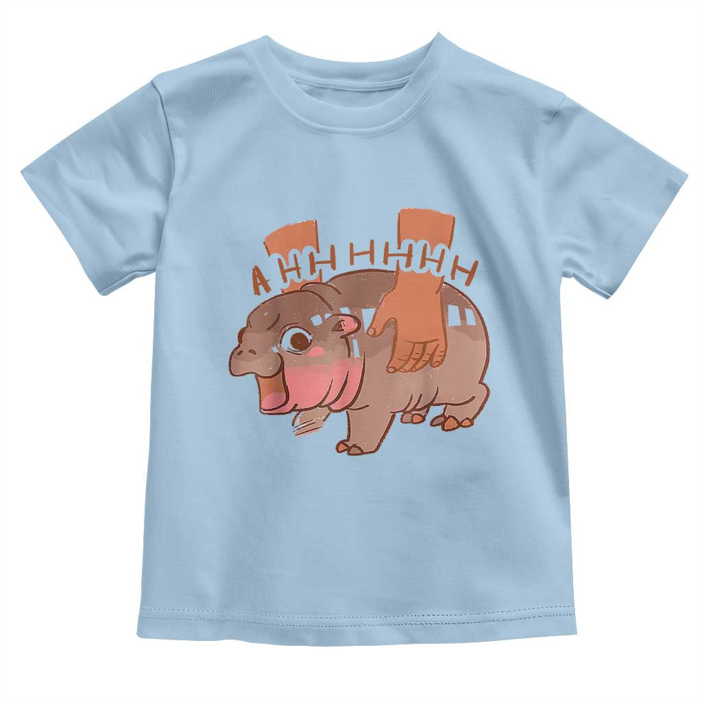 Baby Hippo Moo Deng Baby Shirt Bouncy Pig in Thai Picture The Cute Pygmy Hippopotamus TS02 Light Blue Print Your Wear