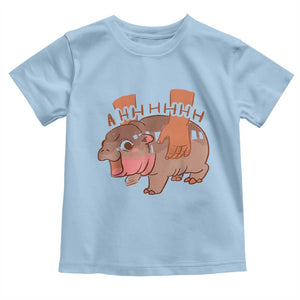 Baby Hippo Moo Deng Baby Shirt Bouncy Pig in Thai Picture The Cute Pygmy Hippopotamus TS02 Light Blue Print Your Wear