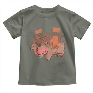 Baby Hippo Moo Deng Baby Shirt Bouncy Pig in Thai Picture The Cute Pygmy Hippopotamus TS02 Military Green Print Your Wear