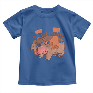 Baby Hippo Moo Deng Baby Shirt Bouncy Pig in Thai Picture The Cute Pygmy Hippopotamus TS02 Royal Blue Print Your Wear