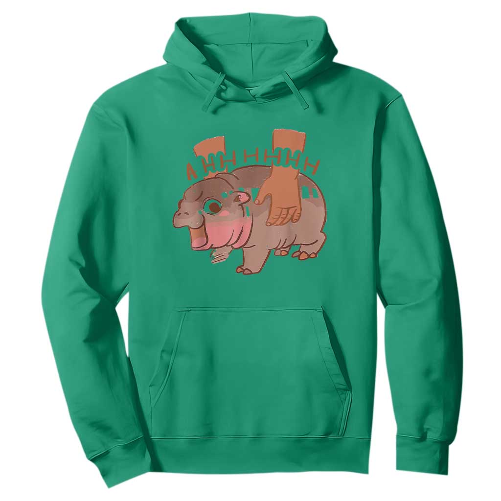 Baby Hippo Moo Deng Hoodie Bouncy Pig in Thai Picture The Cute Pygmy Hippopotamus TS02 Irish Green Print Your Wear