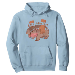 Baby Hippo Moo Deng Hoodie Bouncy Pig in Thai Picture The Cute Pygmy Hippopotamus TS02 Light Blue Print Your Wear
