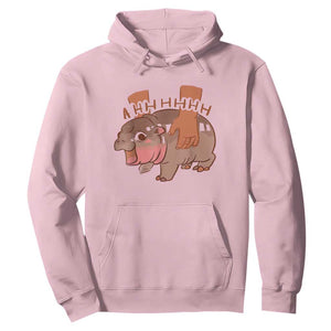 Baby Hippo Moo Deng Hoodie Bouncy Pig in Thai Picture The Cute Pygmy Hippopotamus TS02 Light Pink Print Your Wear